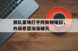 半岛体育官网入口-狼队客场打平阿斯顿维拉，升级希望渐渐破灭